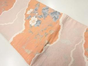 アンティーク　波に芙蓉模様織出し袋帯（材料）